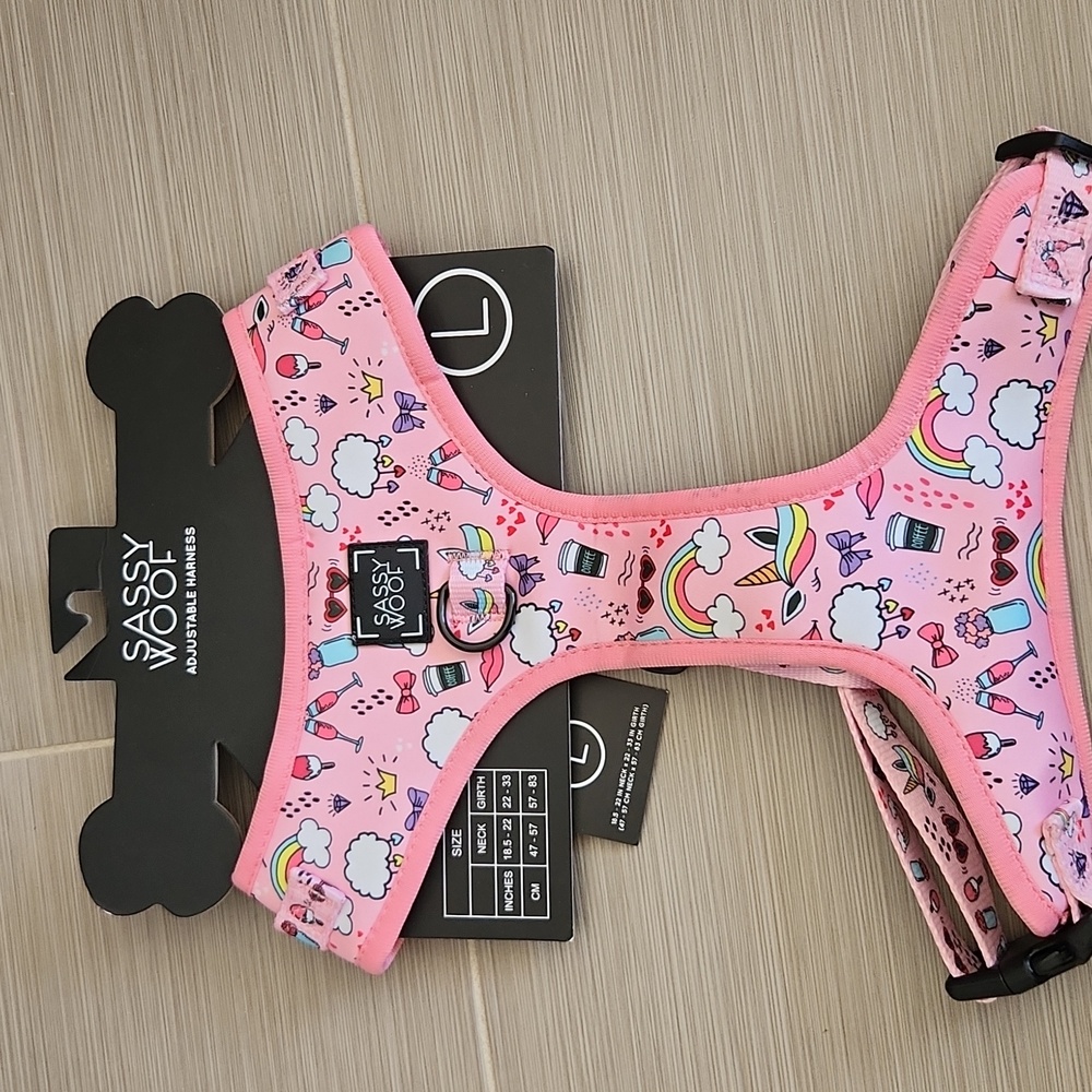 Sassy Woof Multicolor Dog Harness NWT Size L